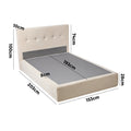 Oikiture Compressed Bed Frame Tufted Headboard Low Platform Linen - Queen