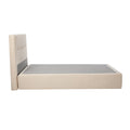 Oikiture Compressed Bed Frame Tufted Headboard Low Platform Linen - Queen