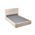 Oikiture Compressed Bed Frame Tufted Headboard Low Platform Linen - Queen