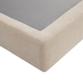 Oikiture Compressed Bed Frame Tufted Headboard Low Platform Linen - Queen