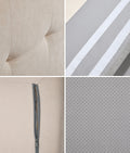 Oikiture Compressed Bed Frame Tufted Headboard Low Platform Linen - Queen