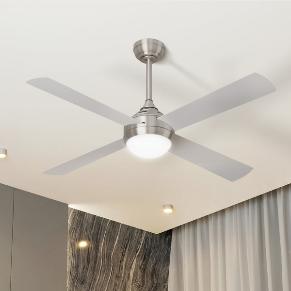 Vevare 52" Ceiling Fan with Light 4-Blade AC Motor Remote Silver