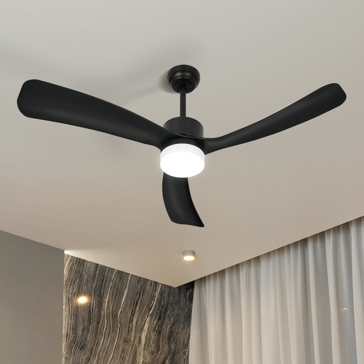 Vevare 52" Ceiling Fan LED Light DC Motor 5-Speed Remote Black - product image 1