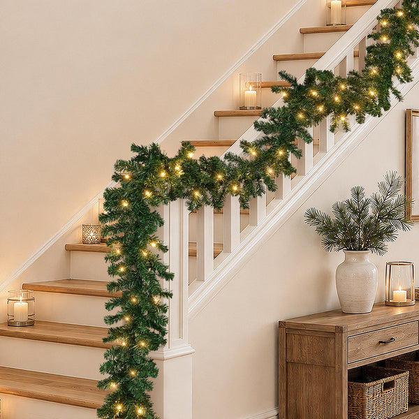 Tinseltown 10M LED Pre Lit Christmas Garland Decor Green