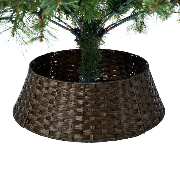 Tinseltown LED Christmas Tree with Rattan Tree Skirt Warm Light Green - 6FT