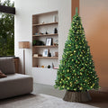 Tinseltown LED Christmas Tree with Rattan Tree Skirt Warm Light Green - 6FT