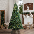 Tinseltown LED Christmas Tree with Rattan Tree Skirt Warm Light Green - 7FT