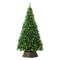 Tinseltown LED Christmas Tree with Rattan Tree Skirt Warm Light Green - 7FT