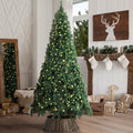 Tinseltown LED Christmas Tree with Rattan Tree Skirt Warm Light Green - 8FT
