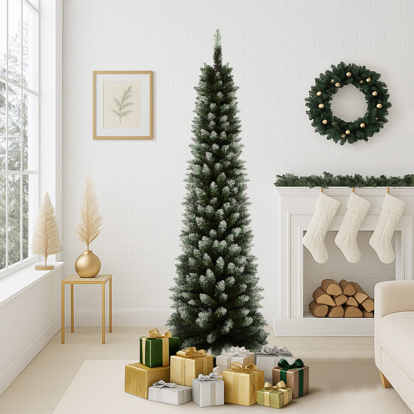Tinseltown 1.8M Slim Christmas Tree Decoration Green and White