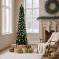 Tinseltown Slim Christmas Tree 1.8M 6FT Xmas Trees Decoration Green and White