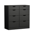 Oikiture 8 Chest of Drawers Tallboy Cabinet Dresser Bedroom Storage - Black