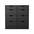 Oikiture 8 Chest of Drawers Tallboy Cabinet Dresser Bedroom Storage - Black