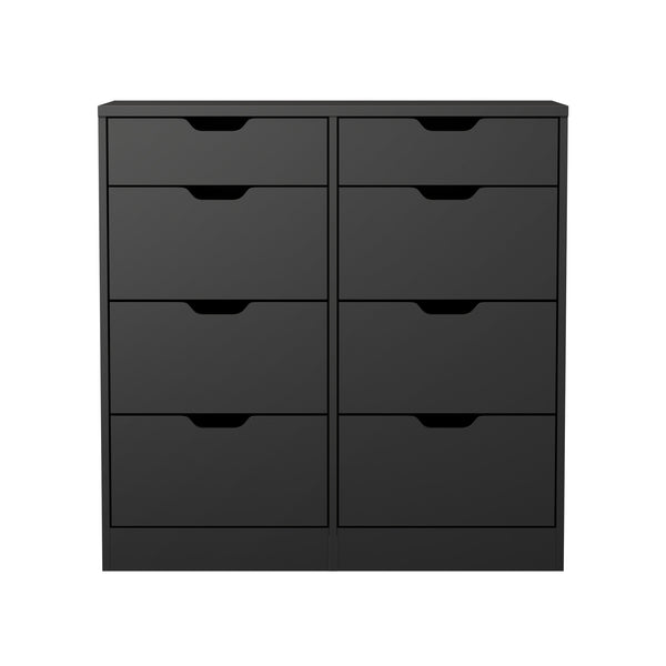 Oikiture 8 Chest of Drawers Tallboy Cabinet Dresser Bedroom Storage - Black