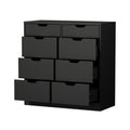 Oikiture 8 Chest of Drawers Tallboy Cabinet Dresser Bedroom Storage - Black
