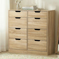 Oikiture 8 Chest of Drawers Tallboy Cabinet Dresser Bedroom Storage - Natural