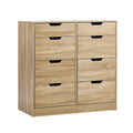 Oikiture 8 Chest of Drawers Tallboy Cabinet Dresser Bedroom Storage - Natural