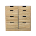 Oikiture 8 Chest of Drawers Tallboy Cabinet Dresser Bedroom Storage - Natural