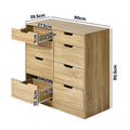 Oikiture 8 Chest of Drawers Tallboy Cabinet Dresser Bedroom Storage - Natural