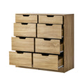 Oikiture 8 Chest of Drawers Tallboy Cabinet Dresser Bedroom Storage - Natural