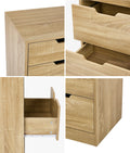 Oikiture 8 Chest of Drawers Tallboy Cabinet Dresser Bedroom Storage - Natural