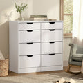 Oikiture 8 Chest of Drawers Tallboy Cabinet Dresser Bedroom Storage - White