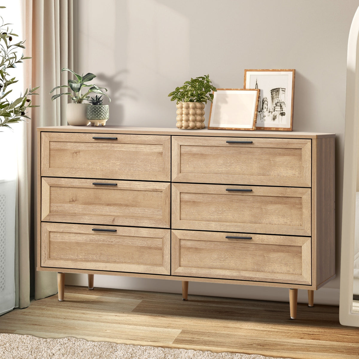 Oikiture 6-Drawer Chest of Drawers - Natural
