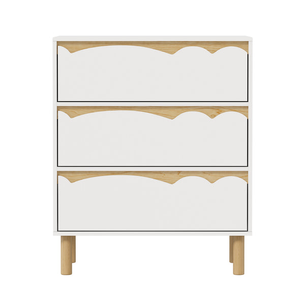 Oikiture 3 Chest Of Drawers Handle-free Dresser Kids Bedroom Storage