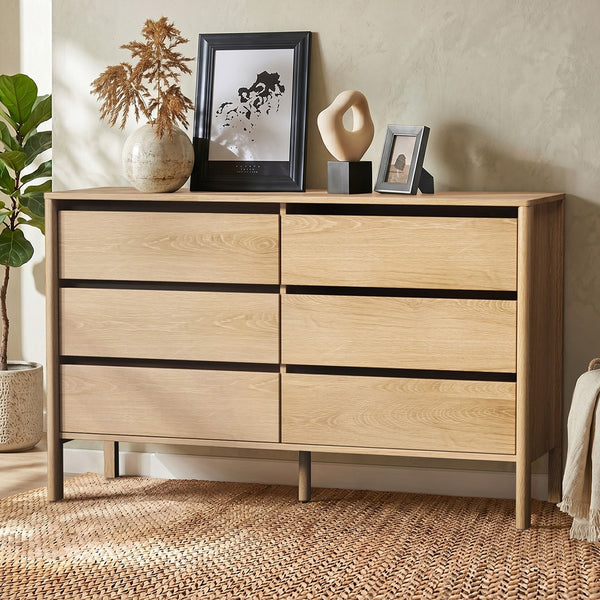 Oikiture 6 Drawer Chest of Drawers - Natural