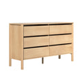 Oikiture 6 Chest Of Drawers Dresser Lowboy Storage Handle-Free Bedroom - Natural