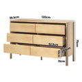 Oikiture 6 Chest Of Drawers Dresser Lowboy Storage Handle-Free Bedroom - Natural