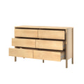 Oikiture 6 Chest Of Drawers Dresser Lowboy Storage Handle-Free Bedroom - Natural