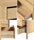Oikiture 6 Chest Of Drawers Dresser Lowboy Storage Handle-Free Bedroom - Natural