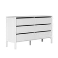 Oikiture 6 Chest Of Drawers Dresser Lowboy Storage Handle-Free Bedroom - White