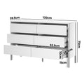 Oikiture 6 Chest Of Drawers Dresser Lowboy Storage Handle-Free Bedroom - White