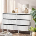 Oikiture 6 Chest Of Drawers Dresser Lowboy Storage Handle-Free Bedroom - White