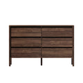 Oikiture 6 Chest Of Drawers Dresser Lowboy Storage Handle-Free Bedroom - Walnut