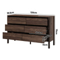 Oikiture 6 Chest Of Drawers Dresser Lowboy Storage Handle-Free Bedroom - Walnut