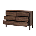 Oikiture 6 Chest Of Drawers Dresser Lowboy Storage Handle-Free Bedroom - Walnut