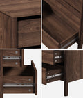 Oikiture 6 Chest Of Drawers Dresser Lowboy Storage Handle-Free Bedroom - Walnut