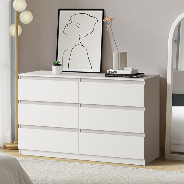 Oikiture Chest of Drawers 6 Drawers Tall - White