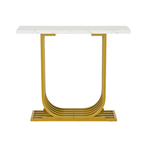Oikiture Marble Console Table - White & Gold