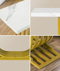 Oikiture Marble Console Table - White & Gold