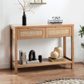 Oikiture Rattan Console Table - Natural