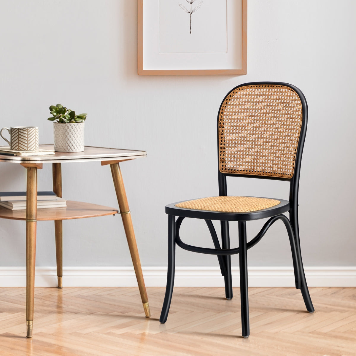 Oikiture Rattan Dining Chair - Black