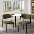 Oikiture Dining Chairs Kitchen Chair Cafe Lounge Chair Boucle - Black & Green / 2