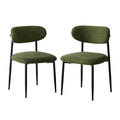 Oikiture Dining Chairs Kitchen Chair Cafe Lounge Chair Boucle - Black & Green / 2