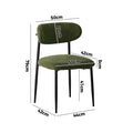 Oikiture Dining Chairs Kitchen Chair Cafe Lounge Chair Boucle - Black & Green / 2