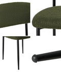 Oikiture Dining Chairs Kitchen Chair Cafe Lounge Chair Boucle - Black & Green / 4