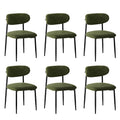 Oikiture Dining Chairs Kitchen Chair Cafe Lounge Chair Boucle - Black & Green / 6